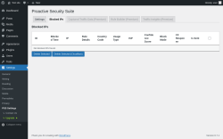 Page screenshot: Settings → PSS Settings → 
               Blocked IPs            