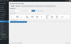 Page screenshot: Settings → PSS Settings → 
               Blocked IPs            