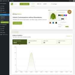 Page screenshot: WowAddons Dashboard &lsaquo; Test site &mdash; WordPress