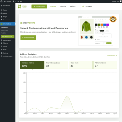 Page screenshot: WowAddons Dashboard &lsaquo; Test site &mdash; WordPress