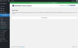 Page screenshot: WebToffee Import Export (Basic) → Import Logs