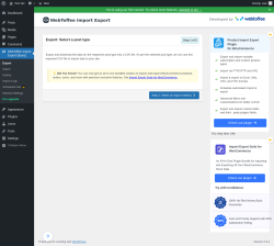 Page screenshot: Export &lsaquo; Test site &mdash; WordPress