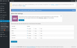 Page screenshot: Profile Builder1 → Admin Bar Settings