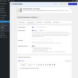 Page screenshot: Profile Builder &rarr; Content Restriction