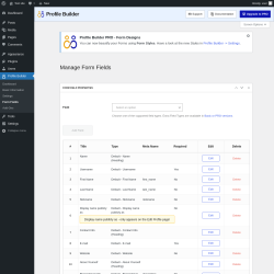 Page screenshot: Profile Builder &rarr; Form Fields