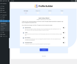 Page screenshot: Setup Wizard &lsaquo; Test site &mdash; WordPress