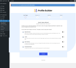 Page screenshot: Setup Wizard &lsaquo; Test site &mdash; WordPress