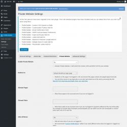 Page screenshot: Profile Builder → Settings → Private Website