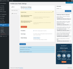 Page screenshot: Profile Extra Fields → Settings