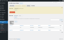 Page screenshot: Profile Extra Fields → User Data