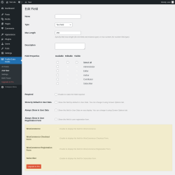 Page screenshot: Profile Extra Fields → Add New