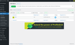 Page screenshot: ProfileGrid → Members