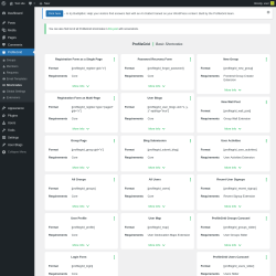 Page screenshot: ProfileGrid → Shortcodes