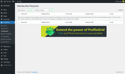Page screenshot: ProfileGrid → Requests
