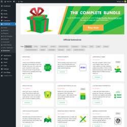 Page screenshot: ProfileGrid &rarr; Extensions
