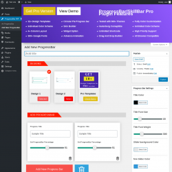 Page screenshot: ProgressBar WP &rarr; Add New ProgressBar