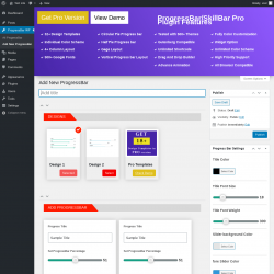 Page screenshot: ProgressBar WP &rarr; Add New ProgressBar