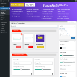 Page screenshot: ProgressBar WP &rarr; Add New ProgressBar