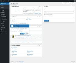 Page screenshot: Dashboard ‹ Test site — WordPress