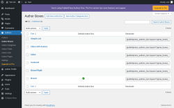 Page screenshot: Authors → Author Boxes