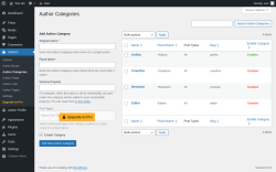 Page screenshot: Authors → Author Categories