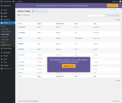 Page screenshot: Authors → Author Fields