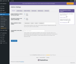 Page screenshot: Authors → Settings