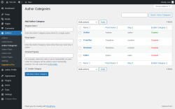 Page screenshot: Authors → Author Categories