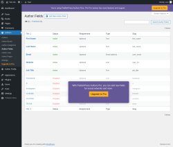 Page screenshot: Authors → Author Fields