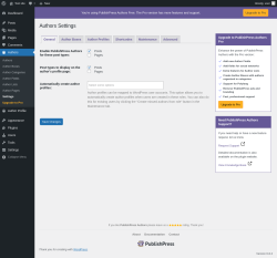 Page screenshot: Authors → Settings