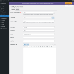Page screenshot: Author Profile