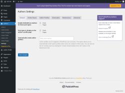 Page screenshot: Authors → Settings