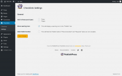 Page screenshot: Checklists → Settings