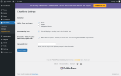 Page screenshot: Checklists → Settings
