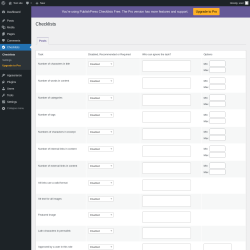 Page screenshot: Checklists