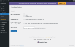 Page screenshot: Checklists → Settings