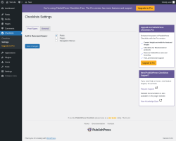 Page screenshot: Checklists → Settings