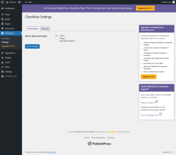 Page screenshot: Checklists → Settings