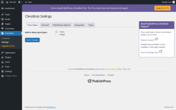 Page screenshot: Checklists &rarr; Settings