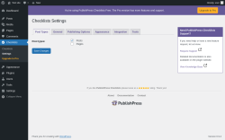 Page screenshot: Checklists &rarr; Settings
