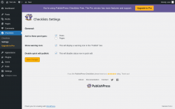 Page screenshot: Checklists → Settings