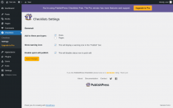 Page screenshot: Checklists → Settings