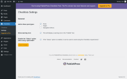 Page screenshot: Checklists → Settings