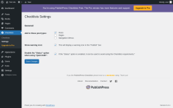 Page screenshot: Checklists → Settings