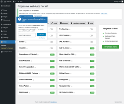 Page screenshot: PWA →  Features