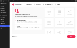 Page screenshot: Quick Setup Wizard - Qi Blocks for Gutenberg
