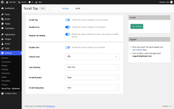 Page screenshot: Scroll Top &lsaquo; Test site &mdash; WordPress