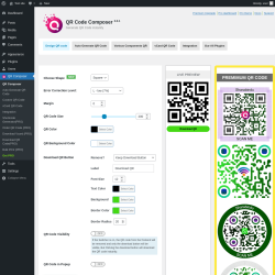 Page screenshot: QR Composer &lsaquo; Test site &mdash; WordPress