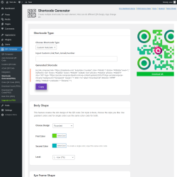 Page screenshot: QR Composer &rarr; Shortcode Generator(PRO)