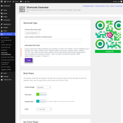 Page screenshot: QR Composer &rarr; Shortcode Generator(PRO)